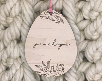 Personalized Floral Easter Egg Basket Tag