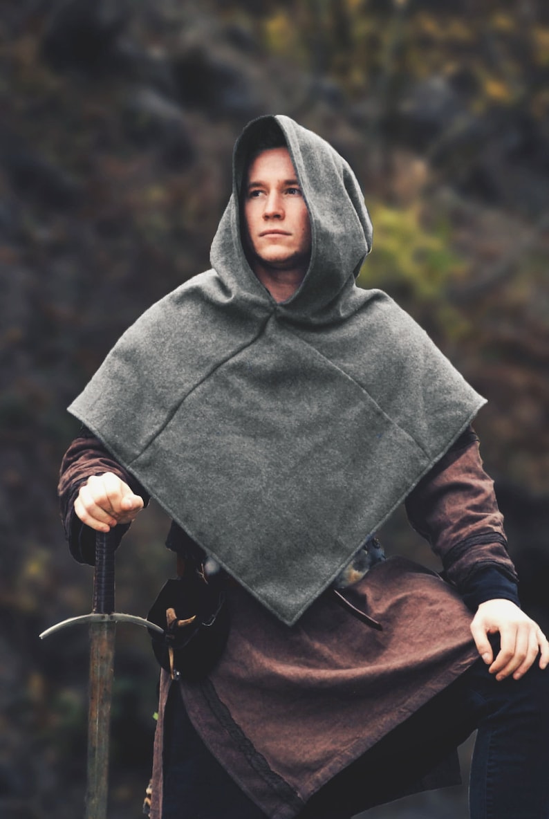Viking Gugel Hood Skjoldehamn Grey Medieval Wool Reenactment | Etsy