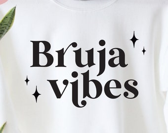 Bruja SVG, Cut File, Halloween Shirt Design, Wicked Witches Broomstick, Fun Spooky Witch Sign Art, Moon, Stars, Cricut, Silhouette, DXF, PNG