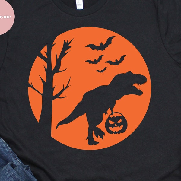 Halloween Dinosaur Svg, T-Rex with Pumpkin Svg, Spooky Saurus Rex Svg Dxf,Png, Fall Cut Files, Kids Shirt Design,Silhouette,Cricut Downloads