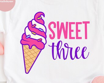 3° compleanno Svg Gelato Svg Gelato Compleanno Svg Tre è così dolce Svg Terzo Compleanno Svg Ragazza 3° Compleanno Svg Ciambella 3° Compleanno