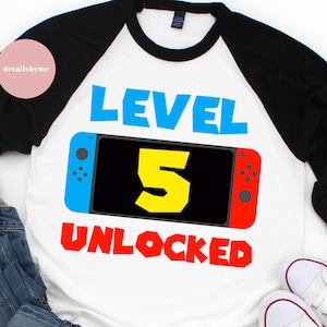 Livello 5 Sbloccato svg 5th Compleanno Ragazzo Cinque Anni Vecchio Gioco Giochi Videogiochi Video Gioco Svg PNG Eps, file di taglio, Cricut Silhouette Cameo