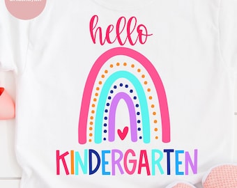 Teacher Svg Hello Kindergarten Design. Back To School Svg Eps Dxf Pdf Png Cut File. First Day Of School Svg Design and PNG Clipart