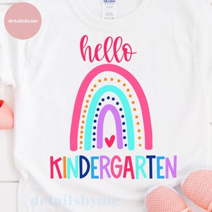 Teacher Svg Hello Kindergarten Design. Back To School Svg Eps Dxf Pdf Png Cut File. First Day Of School Svg Design and PNG Clipart