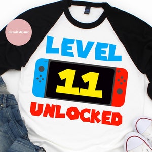 Livello 11 Sbloccato svg 11th Compleanno Ragazzo Undici anni Vecchio Gioco Giochi Videogiochi Video Gioco Svg PNG Eps, file di taglio, Cricut Silhouette Cameo