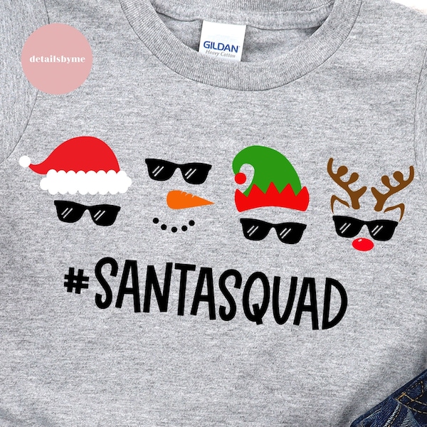 Santa Squad Svg, Christmas Svg, Kids Christmas Svg, Elf, Santa Hat Svg, Reindeer Svg, Snowman Svg, Christmas Shirt Svg for Cricut, Png, Dxf