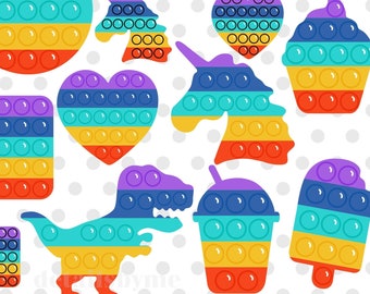 Pop it SVG Bundle DIY Fidget Toys svg Shirt Antistress Svg Pop it Cut Files Pop it clipart Fidget toys cut file Pop it svg birthday, Rainbow