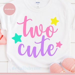 Zwei süße SVG, 2. Geburtstag Svg, zweiten Geburtstag Svg, Mädchen Geburtstag Svg, SVG, DXF, Png, Geburtstag Shirt Svg, Cricut, Silhouette, b-Tag Svg