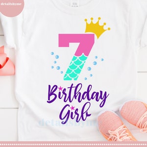 7th Compleanno Svg, Sirena Compleanno Ragazza Svg, Compleanno Ragazza Svg, Bambino Ragazza Svg, Principessa Svg, Clipart, Cricut, Silhouette