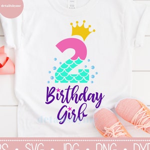 2nd Compleanno Svg, Sirena Compleanno Ragazza Svg, Compleanno Ragazza Svg, Bambino Ragazza Svg, Principessa Svg, Clipart, Cricut, Silhouette