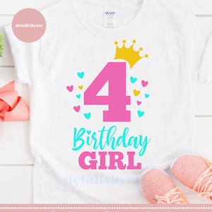 Vier Geburtstag Svg, vierten Geburtstag Svg, 4. Geburtstag Svg, Geburtstagskind Svg, Prinzessin Svg, Krone Nummer Svg, vier Svg, mein vierter Geburtstag