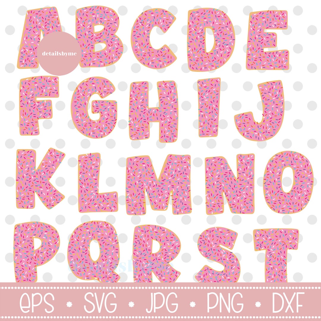 Donut Alphabet SVG, Donut Abc's, Pink Doughnuts. Cricut Cut Files ...