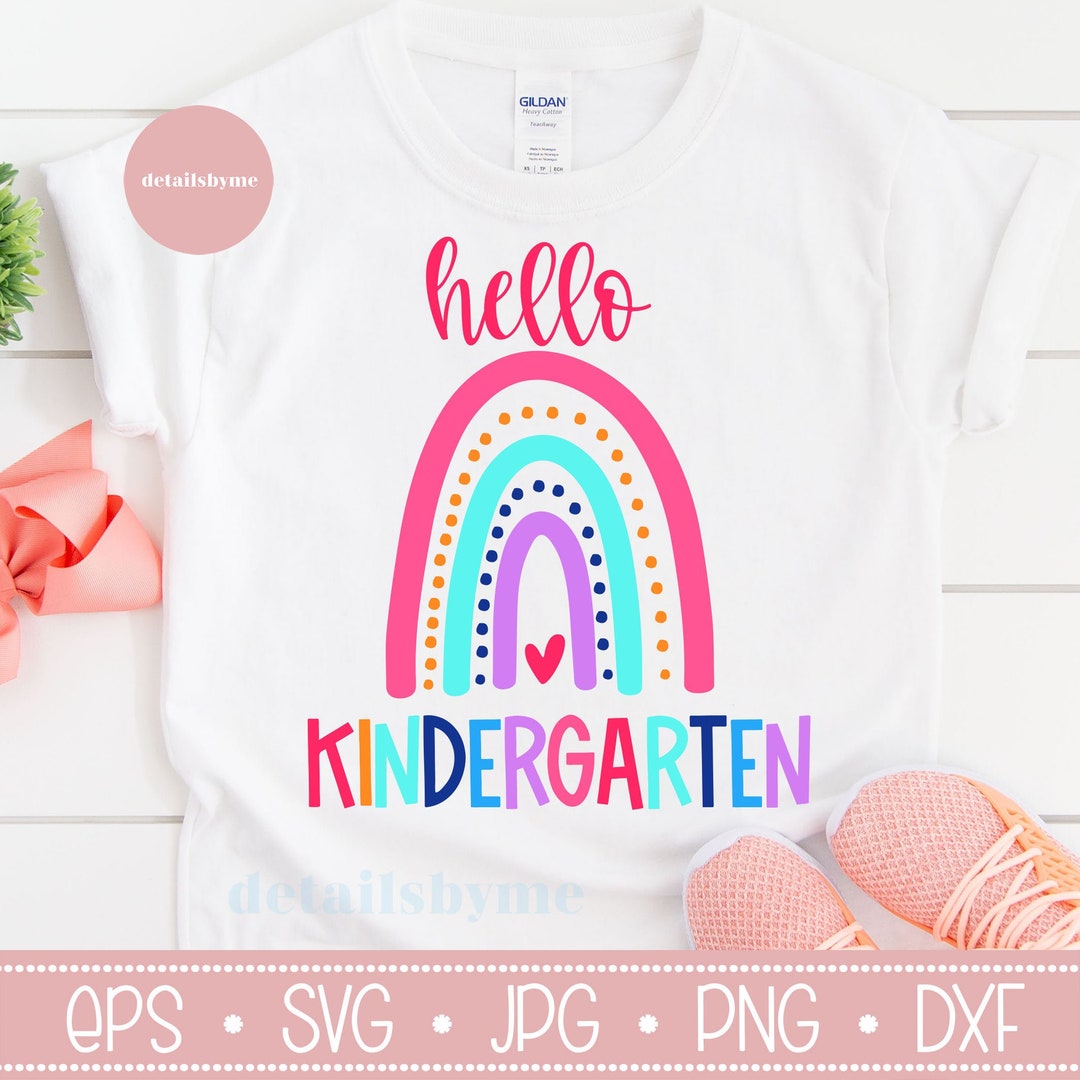 Teacher Svg Hello Kindergarten Design. Back to School Svg Eps Dxf Pdf ...