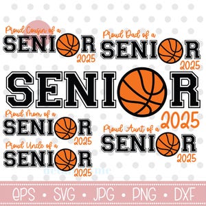 Stolze Basketball-Familie eines Senior 2025 Bundle SVG, stolz auf einen 2025 graduierten, Distressed svg, Mom Dad Bruder Schwester, Basketball Graduate