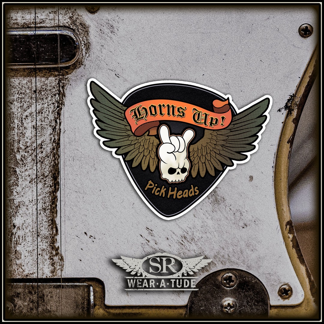 DEVIL HORNS Guitar Stickers With Wings Etsy