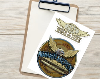 Mississippi Saxophone harmonica microphone stickers for a blues musician fun decals