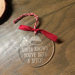 Funny Adult Humor Acrylic Christmas Ornament, Santa Knows