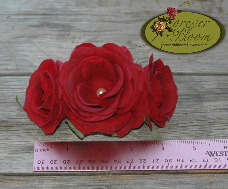 Real Touch Flower Hair Comb Real Touch Floral Hair Comb Silk Flower Hair Comb Red Rose Floral Comb Real Touch Red Rose Rose Comb
