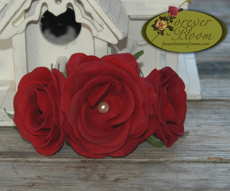 Real Touch Flower Hair Comb Real Touch Floral Hair Comb Silk Flower Hair Comb Red Rose Floral Comb Real Touch Red Rose Rose Comb