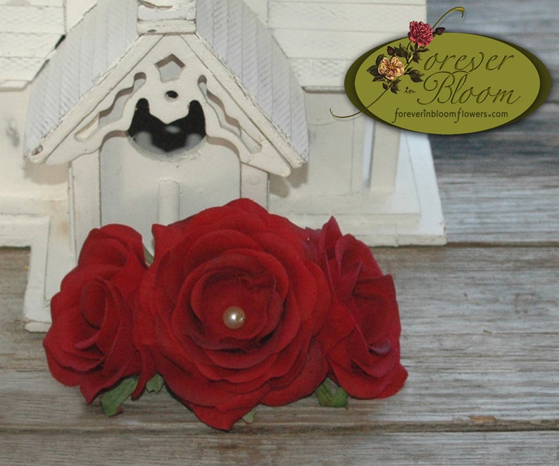 Real Touch Flower Hair Comb Real Touch Floral Hair Comb Silk Flower Hair Comb Red Rose Floral Comb Real Touch Red Rose Rose Comb