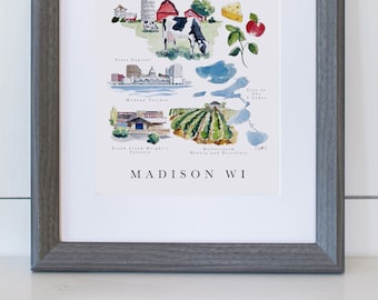 Madison WI Stadt Karte Print