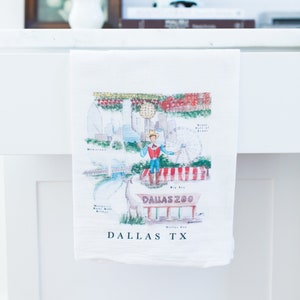 Dallas TX City Map Tea Towel