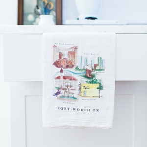 Fort Worth TX City Map Tea Towel