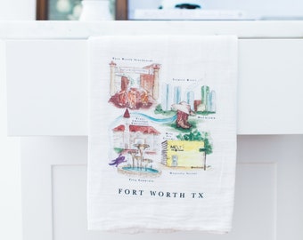 Fort Worth TX City Map Geschirrtuch