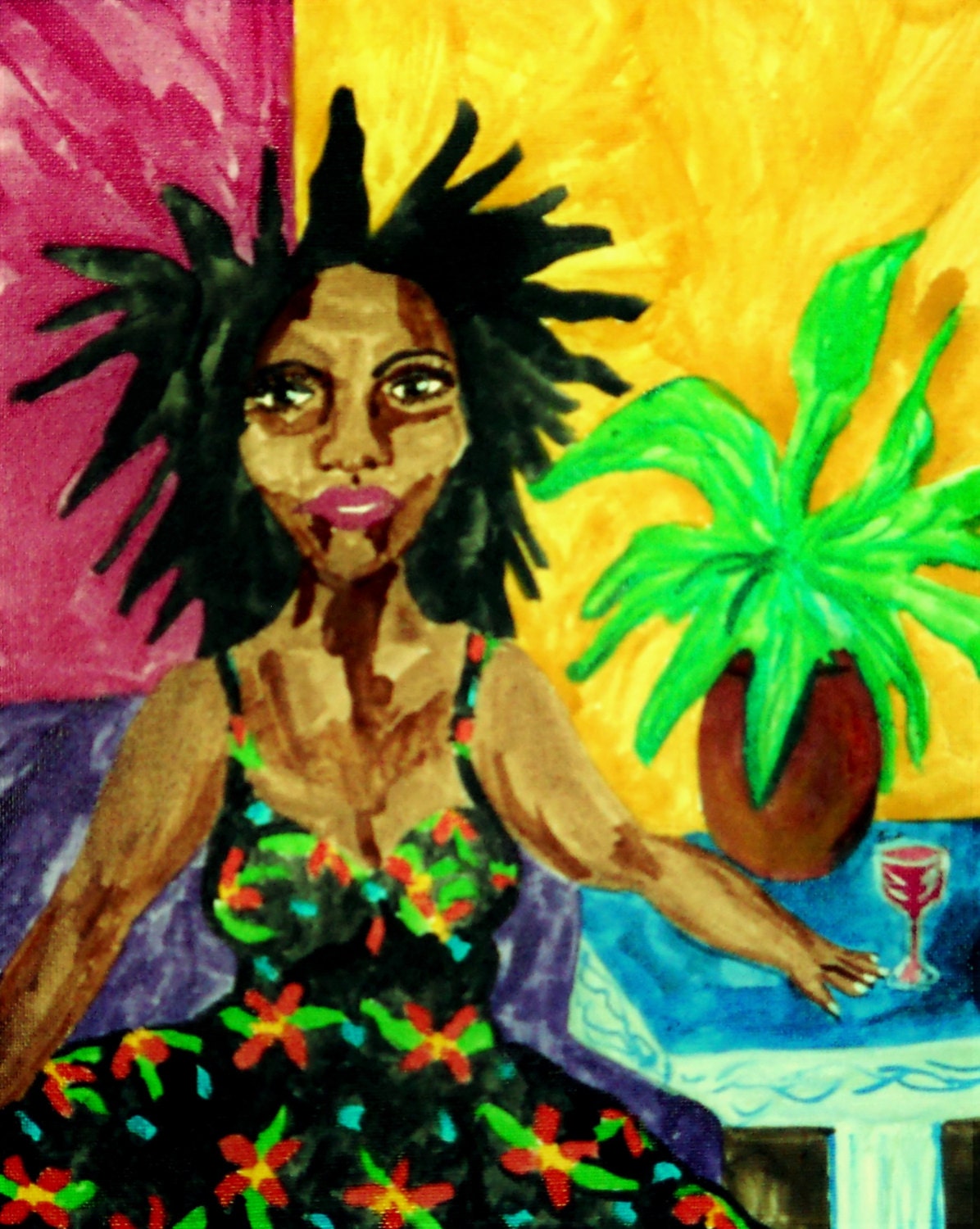 A PORTRAIT OF ENID, pigmented India Ink, Naive Outsider ...