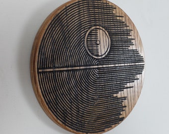 Death Star II - Houtsnijwerk - Star Wars Geïnspireerd - Fandom - Fan Art - Dat is geen maan - Muurkunst - Muurdecoratie - Abstract - Zeer fijne tekeningen