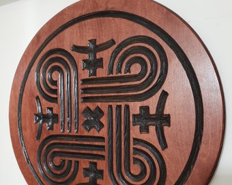 Hannunvaakuna Wood Carving - Looped Square - Altar - Danish - Finnish - Gorgon Loop - Saint John's Arms - Saint Hannes Cross - Wall decor