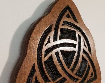 Celtic Trinity Knot Wood Carving - Altar Top - Pagan - Wicca - Wall decor