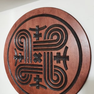 Hannunvaakuna Wood Carving - Looped Square - Altar - Danish - Finnish - Gorgon Loop - Saint John&#39;s Arms - Saint Hannes Cross - Wall decor