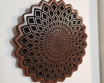 Flower of Life Mandala Wood Carving - Nature Sacred Geometry - Carved Plaque - Beautiful Wall Art Décor