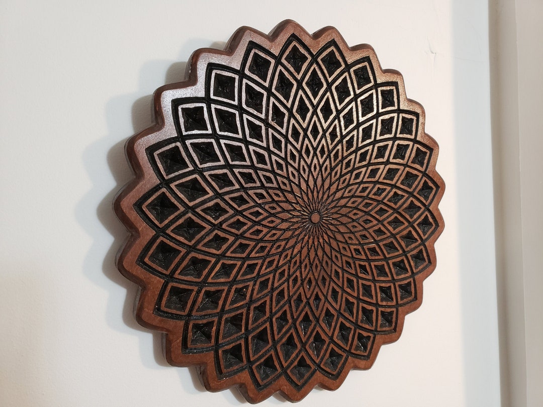 Flower of Life Mandala Wood Carving - Nature Sacred Geometry - Carved ...