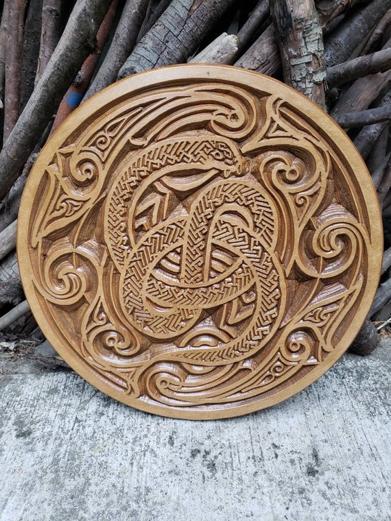 Woden oroboros Wood Carving Snake Etsy