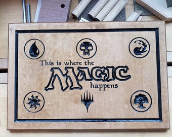 Bord geïnspireerd op Magic The Gathering - Mana Symbols - MTG - Causal Home Decor- Fandom