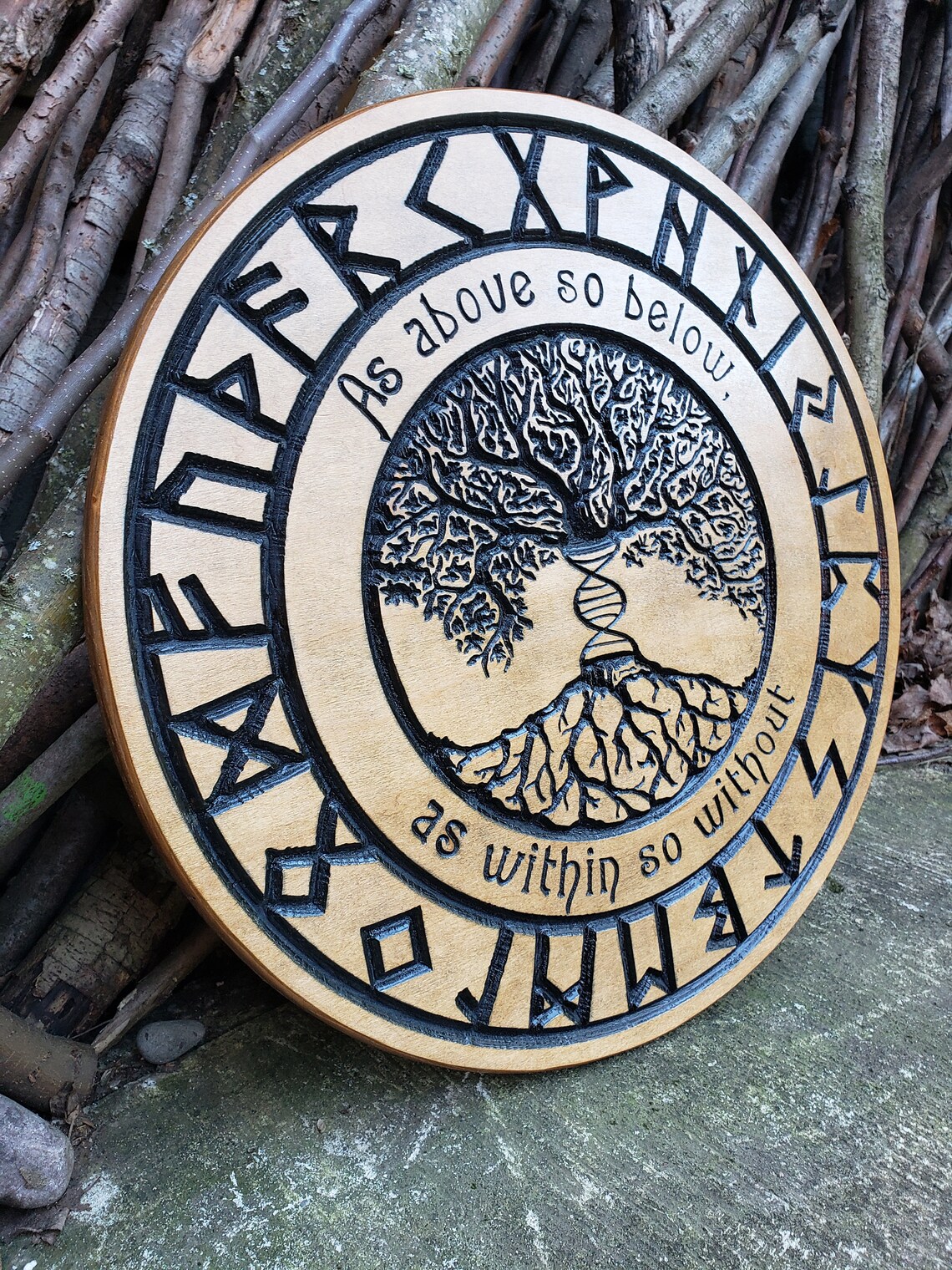 DNA Tree of Life With Futhark Rune Alphabet and as Above, so Below Wood ...