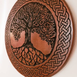 Celtic Tree of Life Inspired Wood Carving - Wall Art - Altar Top - Fantasy - Pagan - Nature - Home Decor