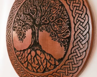 Keltische Baum des Lebens inspiriert Holzschnitzerei - Wandkunst - Altaraufsatz - Fantasie - Pagan - Natur - Wohnkultur