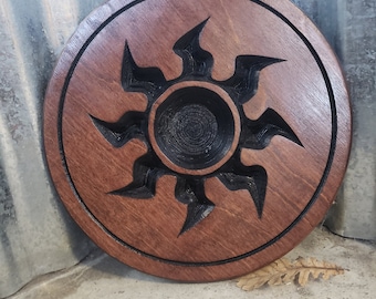 MTG White Mana Symbol - Sun - Wood carved - Magic The Gathering Inspired - Fantasy Art - Wall Art - Causal Decor