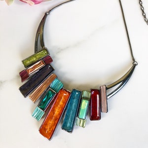 Resin Necklace, Statement Necklace, Multicolor Necklace, Chunky Necklace, Big Necklace, Crystal Necklace, Bib Necklace, Statement Jewellery image 1