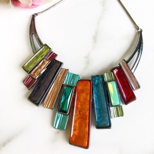 Resin Necklace, Statement Necklace, Multicolor Necklace, Chunky Necklace, Big Necklace, Crystal Necklace, Bib Necklace, Statement Jewellery image 4