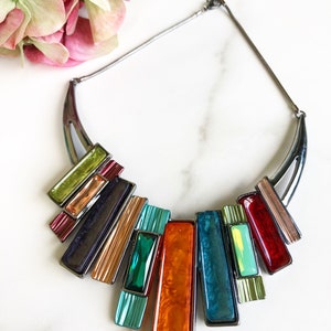 Resin Necklace, Statement Necklace, Multicolor Necklace, Chunky Necklace, Big Necklace, Crystal Necklace, Bib Necklace, Statement Jewellery image 3