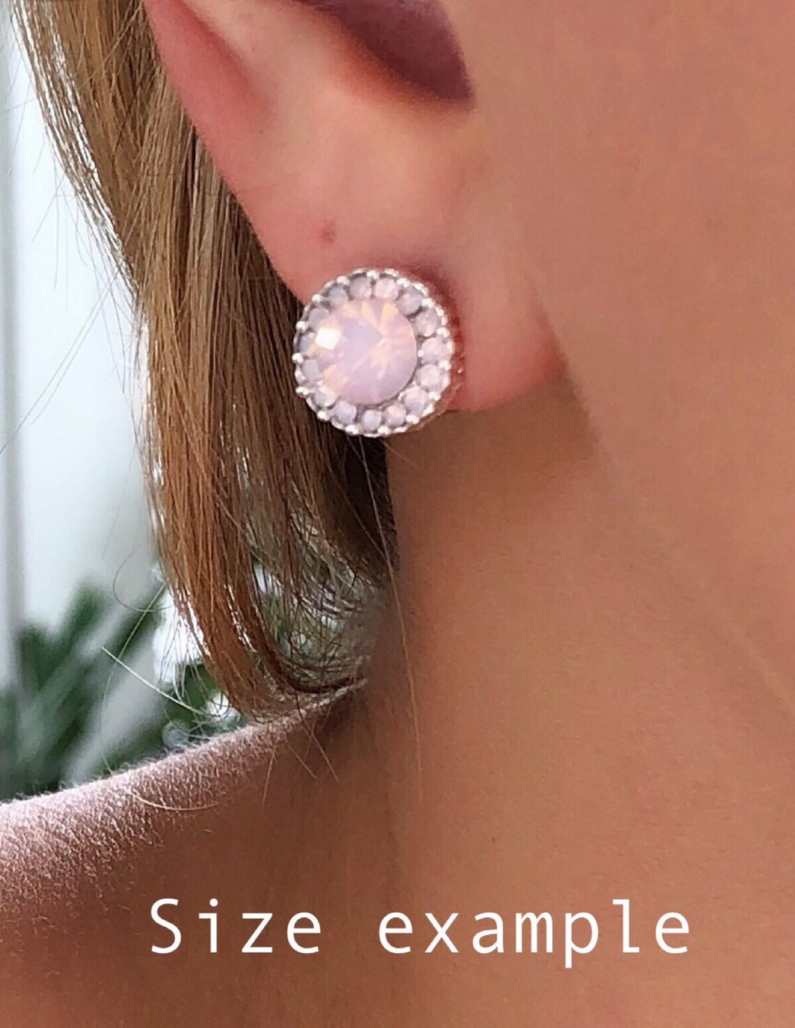Pink crystal earrings studs Clearance