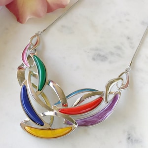 Silver Statement Necklace, Resin Necklace, Necklaces For Women, Resin Jewellery, Chunky Necklace, Multicolor Necklace, Gifts For Her, Unique