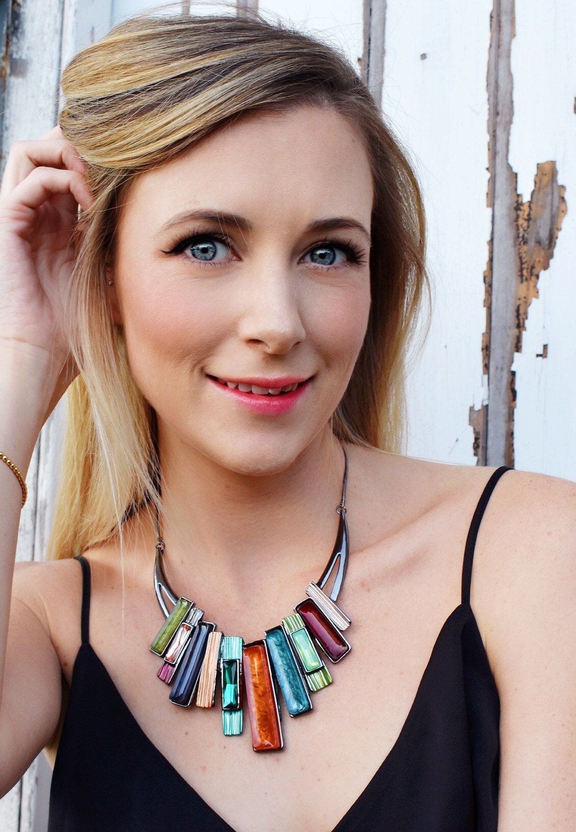 Resin Necklace Statement Necklace Multicolor Necklace Etsy UK