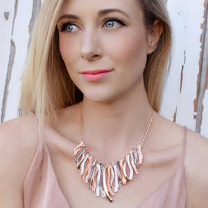 Rose Gold Statement Necklace, Necklaces For Women, Chunky Necklace, Fashion Jewellery, Gift For Her, Short Necklace, Mothers Day Gift, image 2