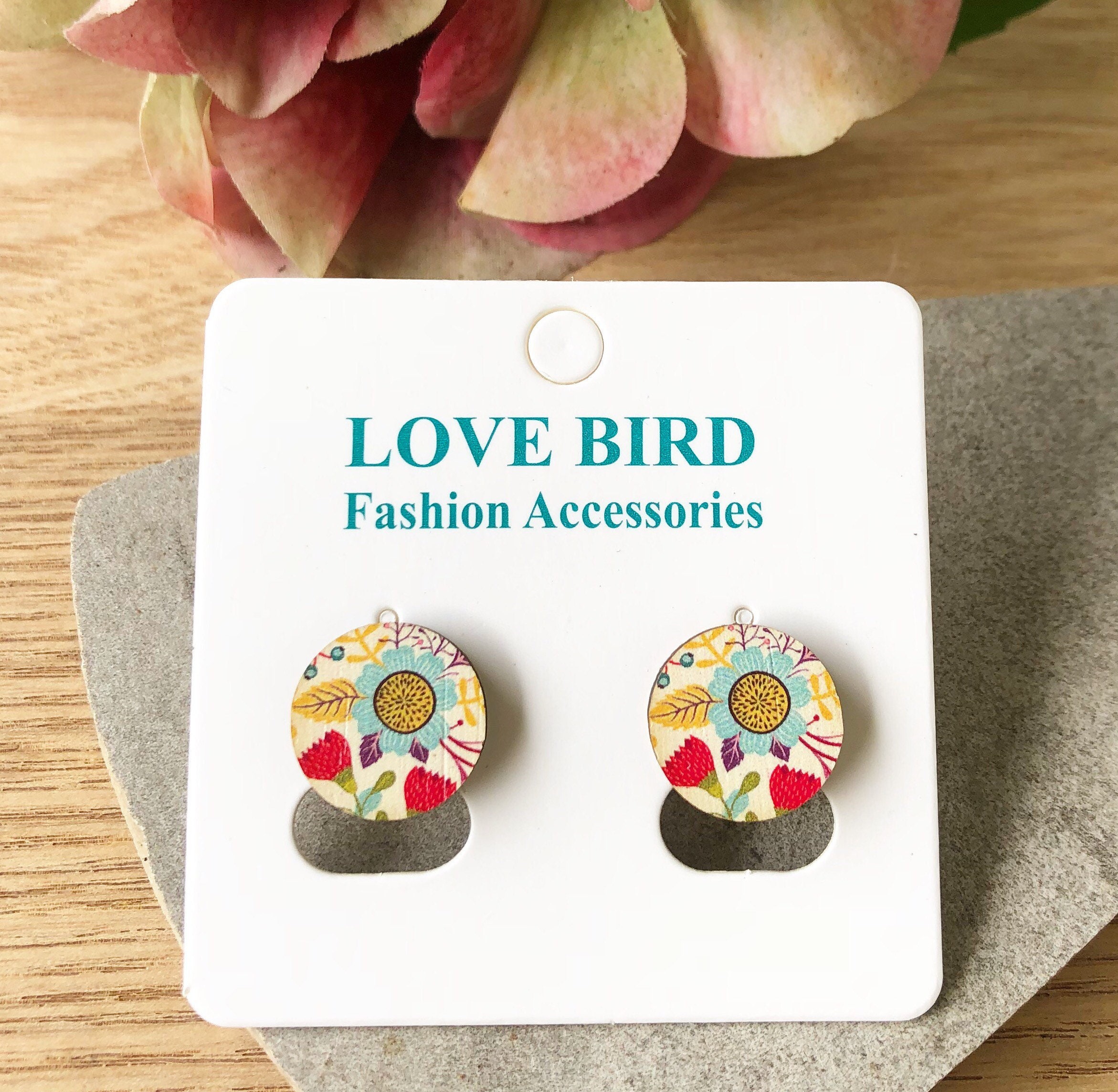 Simple Studs Handmade Round Wooden Stud Earrings Domed Bocote Wood Studs Wooden Stud Earrings Round Studs