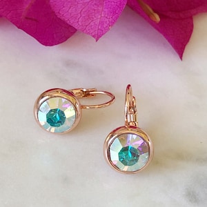 Rose Gold Regenbogen Kristall Ohrringe, minimalistische Ohrringe, beliebte Ohrringe, Geschenk für Mama, Geschenk für Frauen, Modeschmuck, Muttertagsgeschenk